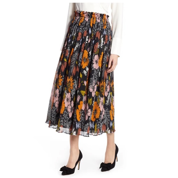 Halogen x Atlantic Pacific Crinkle Pleat Midi Skirt, Size XS - Picture 1 of 13